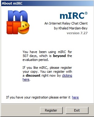mirc registration expired